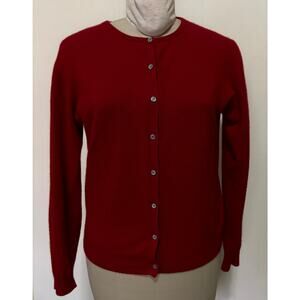 Vintage Madison Studio 2 Ply Cashmere Red Cardigan Sweater Women’s Size Medium